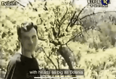 Man In Field With Tree Says With Hearts As Big As Bosnia GIF