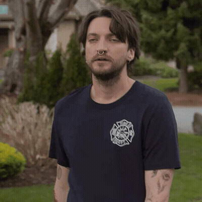 Man In Firefighter T-Shirt Says I'm Fine GIF