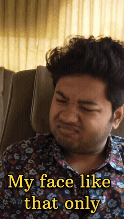 Man In Floral Shirt Making Funny Face Saying My Face Like That Only GIF