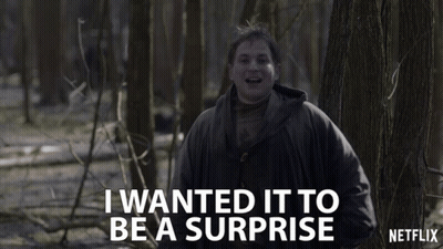 Man In Forest Saying I Wanted It To Be A Surprise GIF