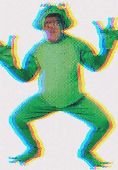 Man In Frog Costume On His Knees GIF