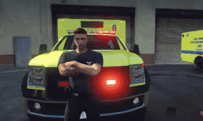 Man In Front Of Ambulance With Number 6 GIF