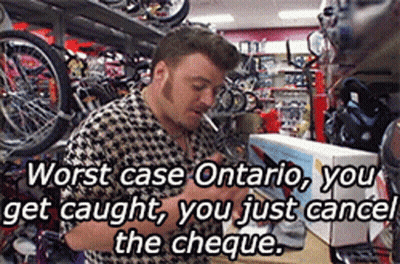 Man In Front Of Bicycle Rack With Worst Case Ontario GIF