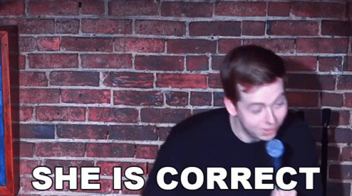 Man In Front Of Brick Wall Saying She Is Correct GIF