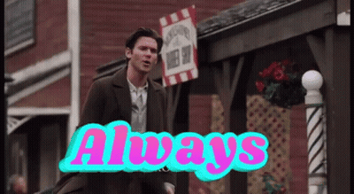 Man In Front Of Building With Always GIF