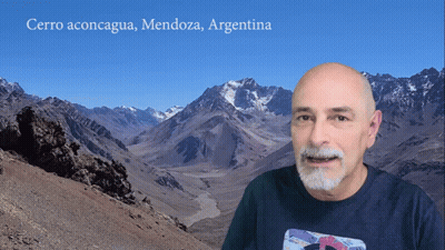 Man in Front of Cerro Aconcagua Mendoza Argentina