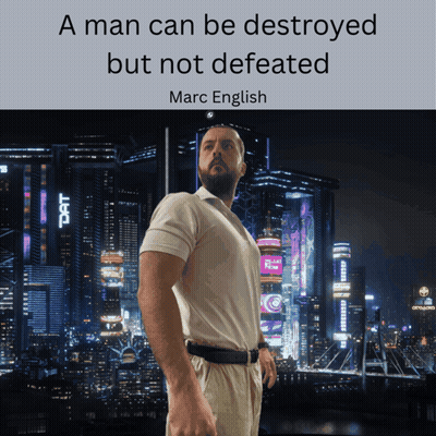 Man In Front Of City With Quote From Marc English GIF