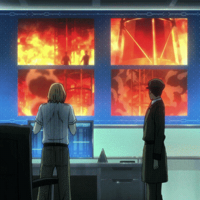 Man In Front Of Computer With Fire Picture GIF