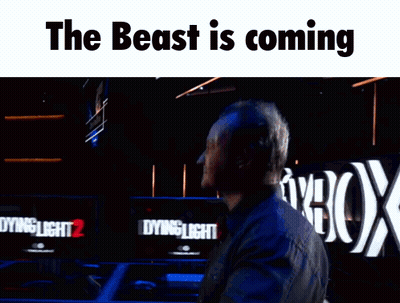 Man In Front Of Dying Light 2 Monitors GIF