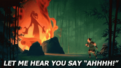 Man In Front Of Fire Saying Let Me Hear You Say Ahhhh GIF