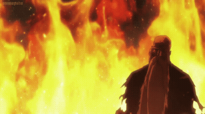 Man In Front Of Fire With Animegame GIF
