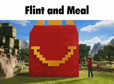 Man In Front Of Giant McDonald's Happy Meal Bag GIF