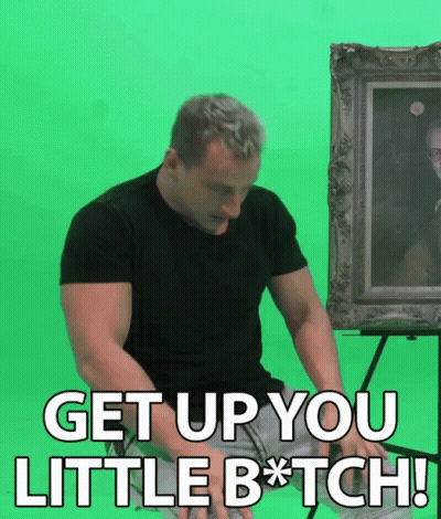Man In Front Of Green Screen Saying Get Up You Little Bitch GIF