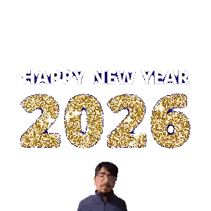 Man In Front Of Happy New Year Sign Sticker