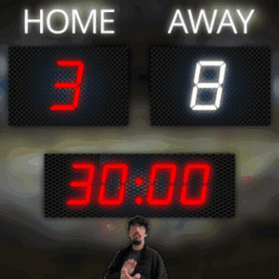 Man In Front Of Home And Away Scoreboard GIF