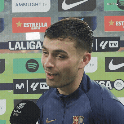 Man In Front Of Laliga And Ambilight TV Logos GIF