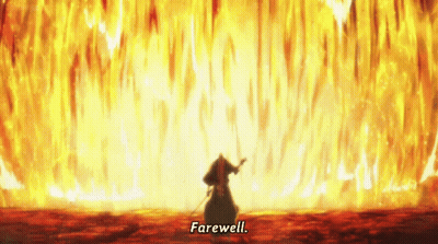 Man In Front Of Large Fire With Farewell GIF