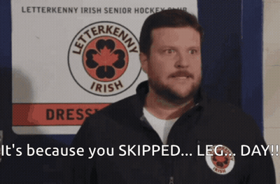 Man In Front Of Letterkenny Irish Senior Hockey Club Sign GIF