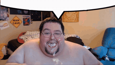 Man In Front Of Man Cave Sign GIF