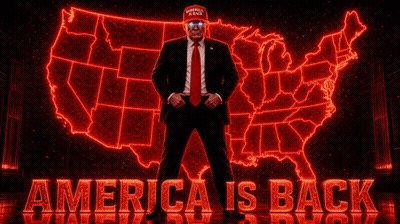 Man In Front Of Map Saying America Is Back GIF
