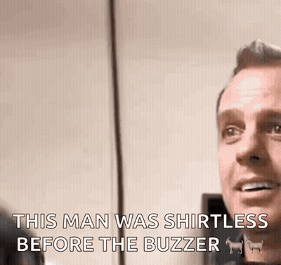 Man In Front Of Mirror Saying This Man Was Shirtless Before The Buzzer GIF
