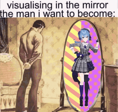 Man In Front Of Mirror With Girl Picture GIF