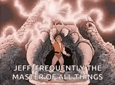 Man In Front Of Monster Saying Frequently The Master Of All Things GIF