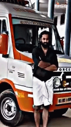 Man In Front Of Orange And White Vehicle Saying Once GIF