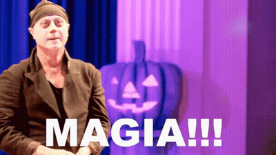 Man In Front Of Pumpkin With Magia GIF