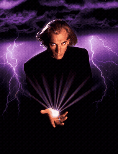 Man In Front Of Purple Lightning Storm GIF