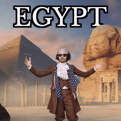 Man In Front Of Pyramid Saying Egypt GIF