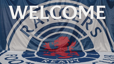 Man In Front Of Rangers Sign GIF
