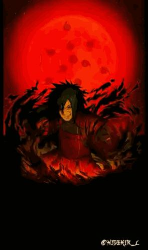 Man In Front Of Red Moon Sticker