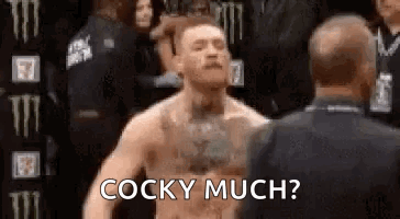 Man In Front Of Referee Saying Cocky Much GIF