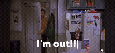 Man In Front Of Refrigerator Saying I'm Out !!! GIF