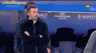 Man In Front Of Respect Champions League Sign GIF