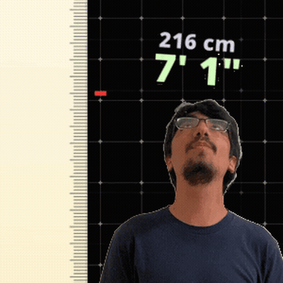 Man In Front Of Ruler Saying 216 Cm GIF