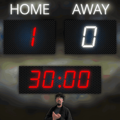 Man In Front Of Scoreboard Home 0 Away GIF