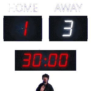 Man In Front Of Scoreboard Home 1 Away 3 Sticker