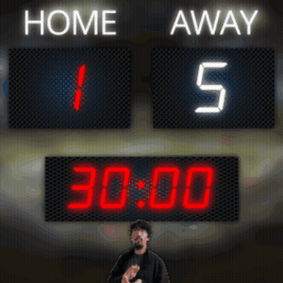 Man In Front Of Scoreboard Home 15 Away 11:52 GIF