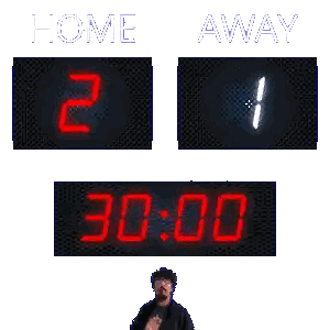 Man In Front Of Scoreboard Home 2 Away 1 Sticker