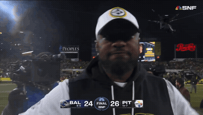 Man In Front Of Scoreboard Saying BAL 24 Final 26 PIT GIF