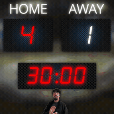 Man In Front Of Scoreboard Saying Home And Away GIF