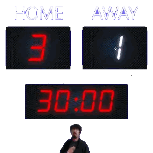 Man In Front Of Scoreboard Saying Home Away Sticker