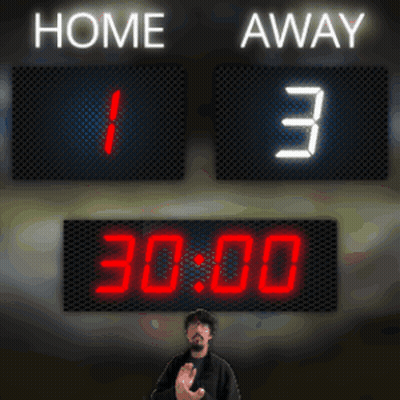 Man In Front Of Scoreboard Saying Home Away GIF
