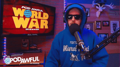 Man In Front Of Screen Saying World War GIF