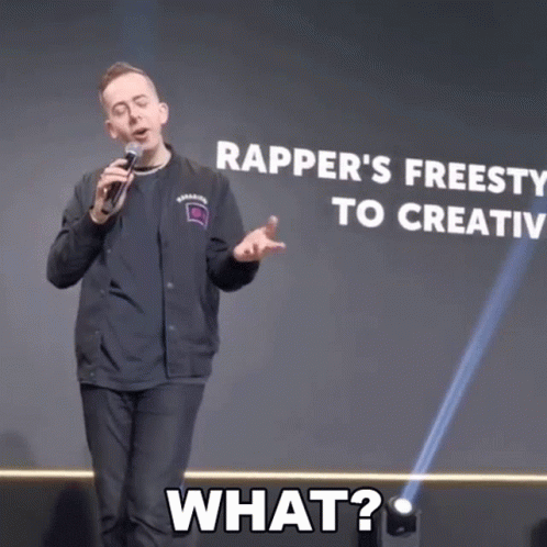 Man In Front Of Sign Apper's Freesty To Creativ GIF