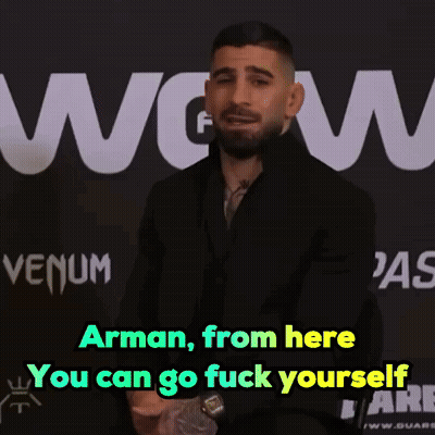Man In Front Of Sign Saying Arman From Here You Can Go Fuck Yourself GIF