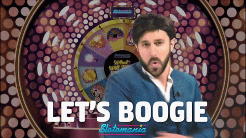 Man In Front Of Spinning Wheel Let's Boogie Slotomania GIF