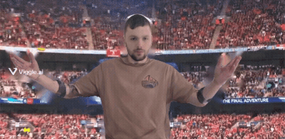 Man In Front Of Stadium Saying The Final Adventure GIF